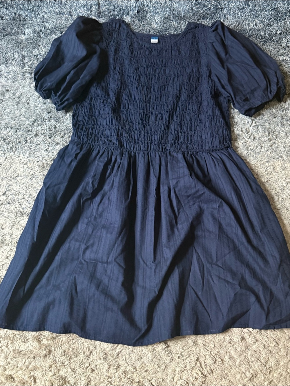Old Navy Navy Smocked Puff Sleeve Mini Dress